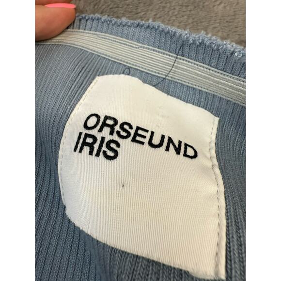 Orseund Iris Bustier Off Shoulder Ribbed Knit Sweater Top Blue M Cotton Blend - Picture 11 of 12